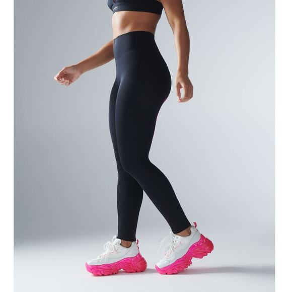 NEW Savage x Fenty Hotline High Rise Leggings Small Black Pink Embroidered - Picture 3 of 7